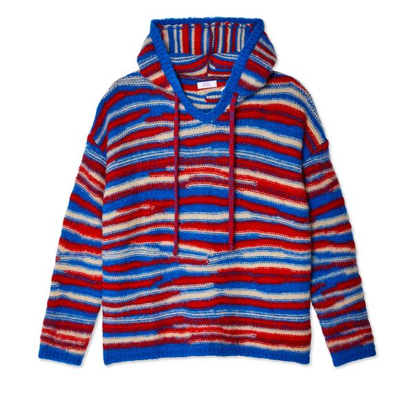 ERL - Men's Striped Knit Hoodie - (Red/Blue)