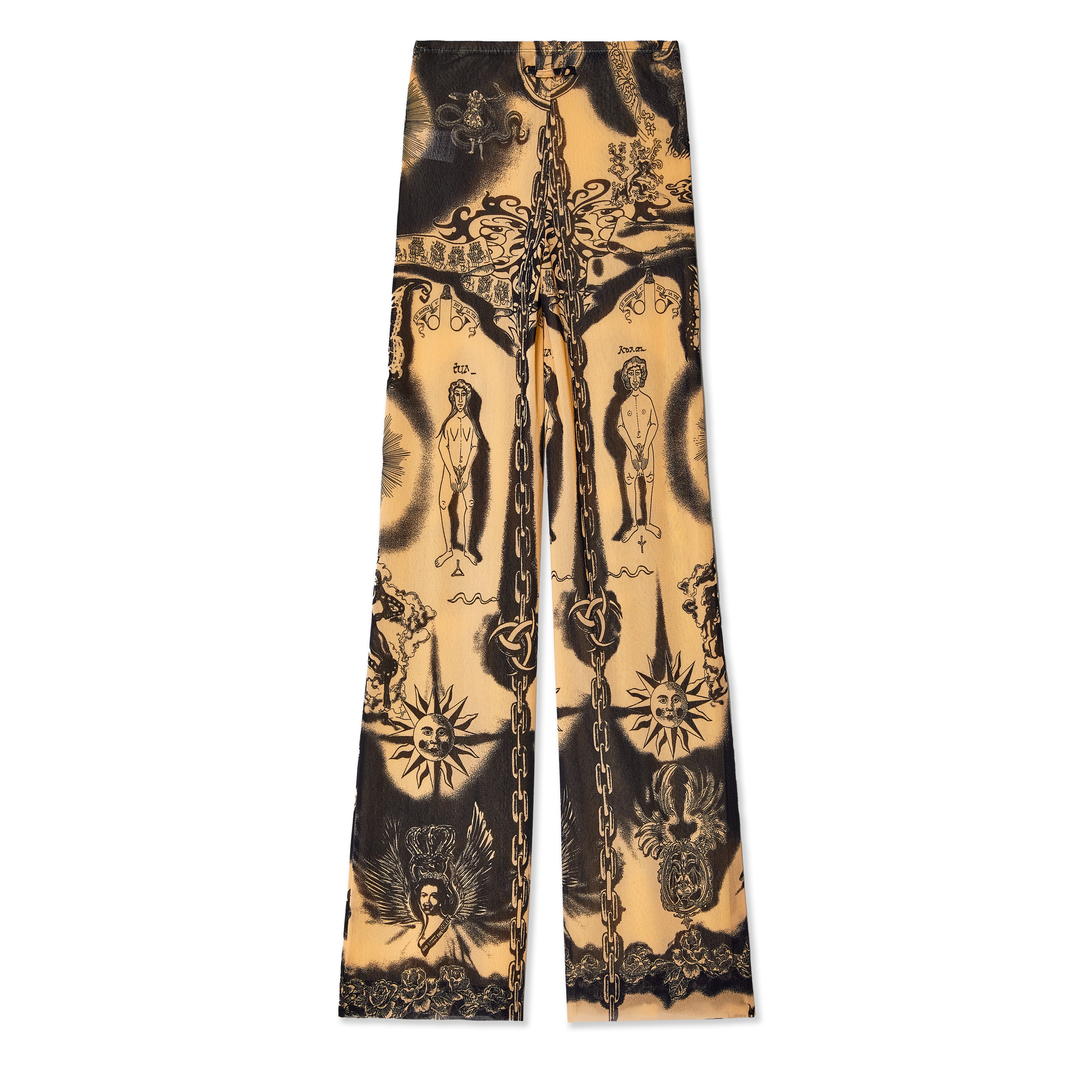 Jean Paul Gaultier - Women’s Flare Tattoo print Trousers - (Nude/Navy)