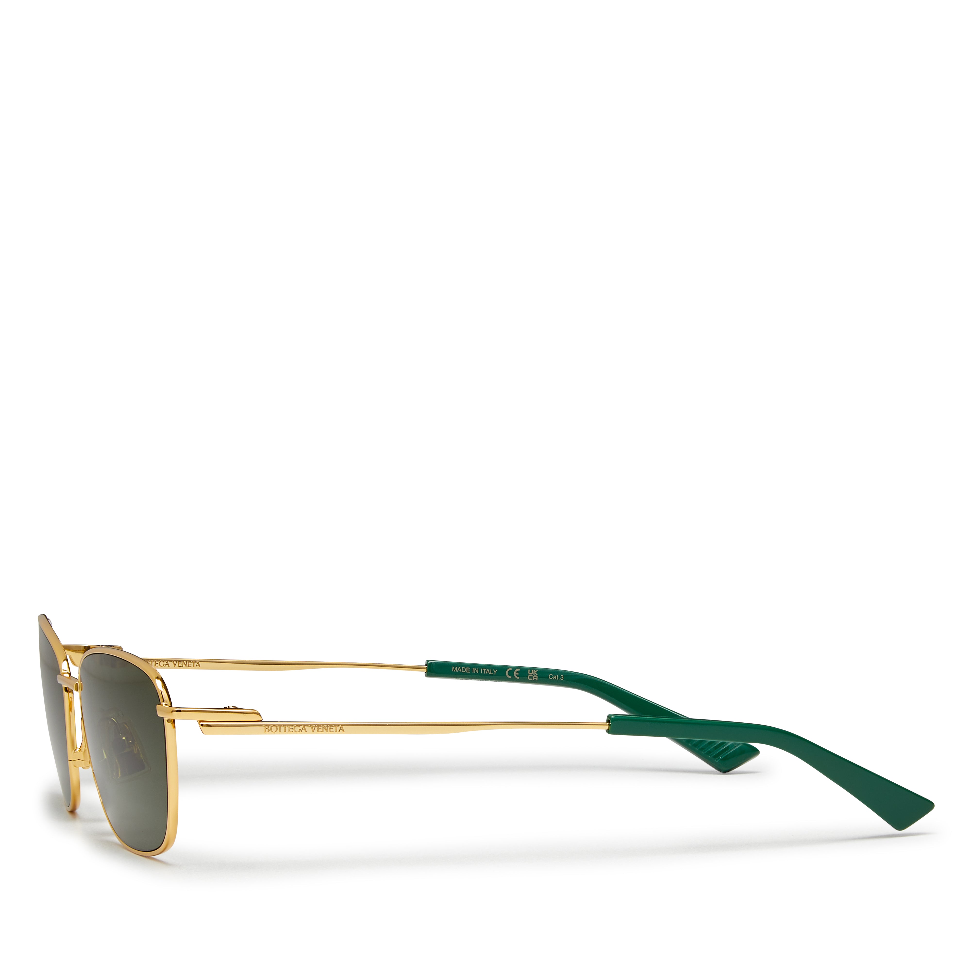 Bottega Veneta - Split Rectangular Sunglasses - (Gold/Green