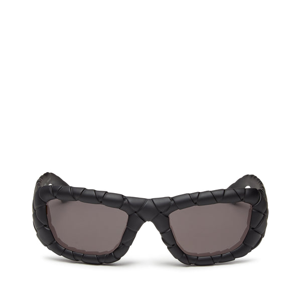 Bottega Veneta - Intrecciato Rectangular Sunglasses - (Black/Grey)
