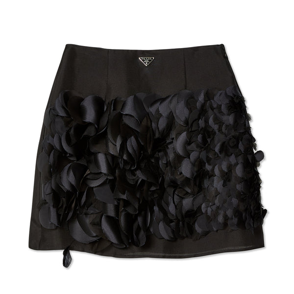 Prada - Women's Embroidered Gazar Mini Skirt - (Nero)