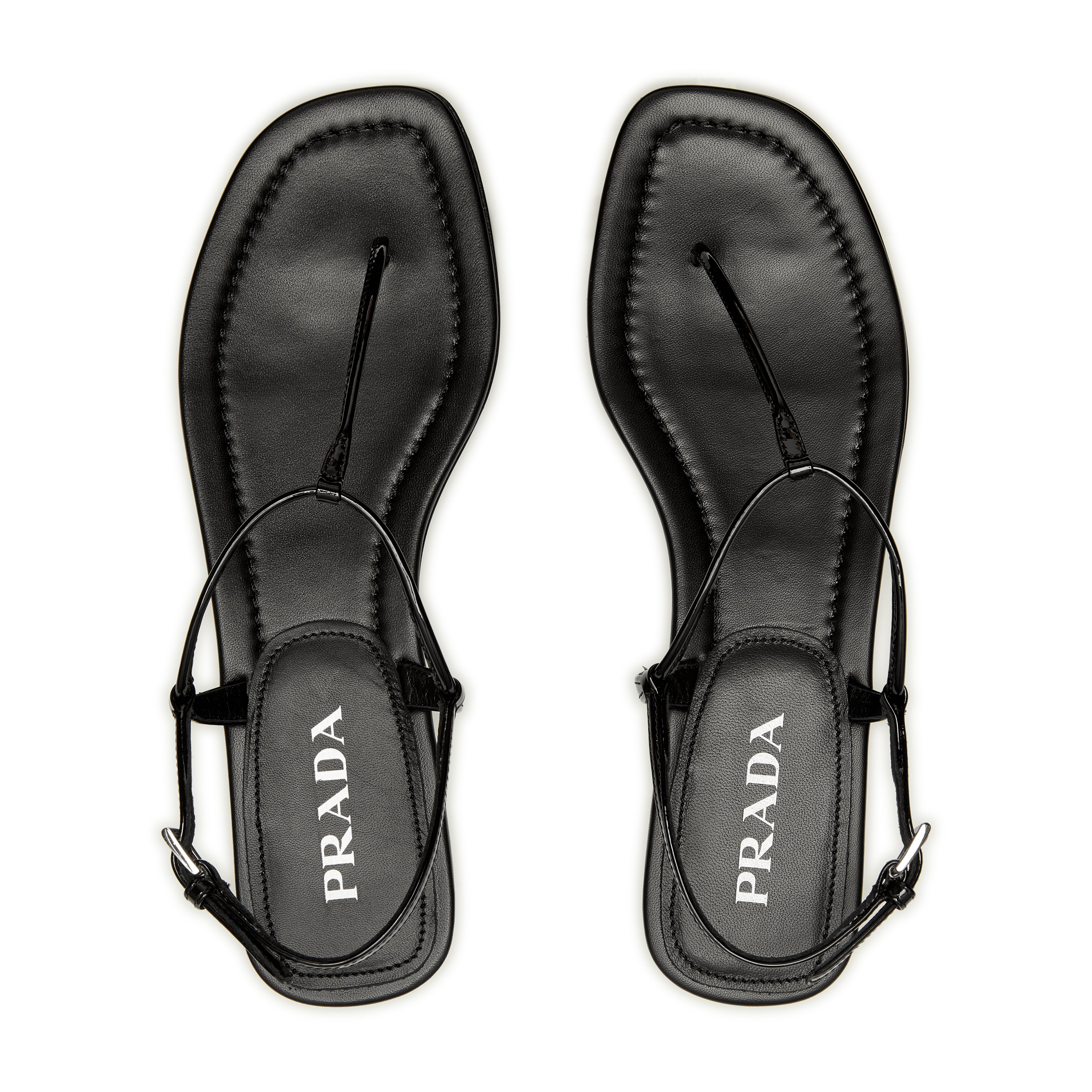 Prada Women s Patent Leather Thong Sandals Black DSMNY E SHOP