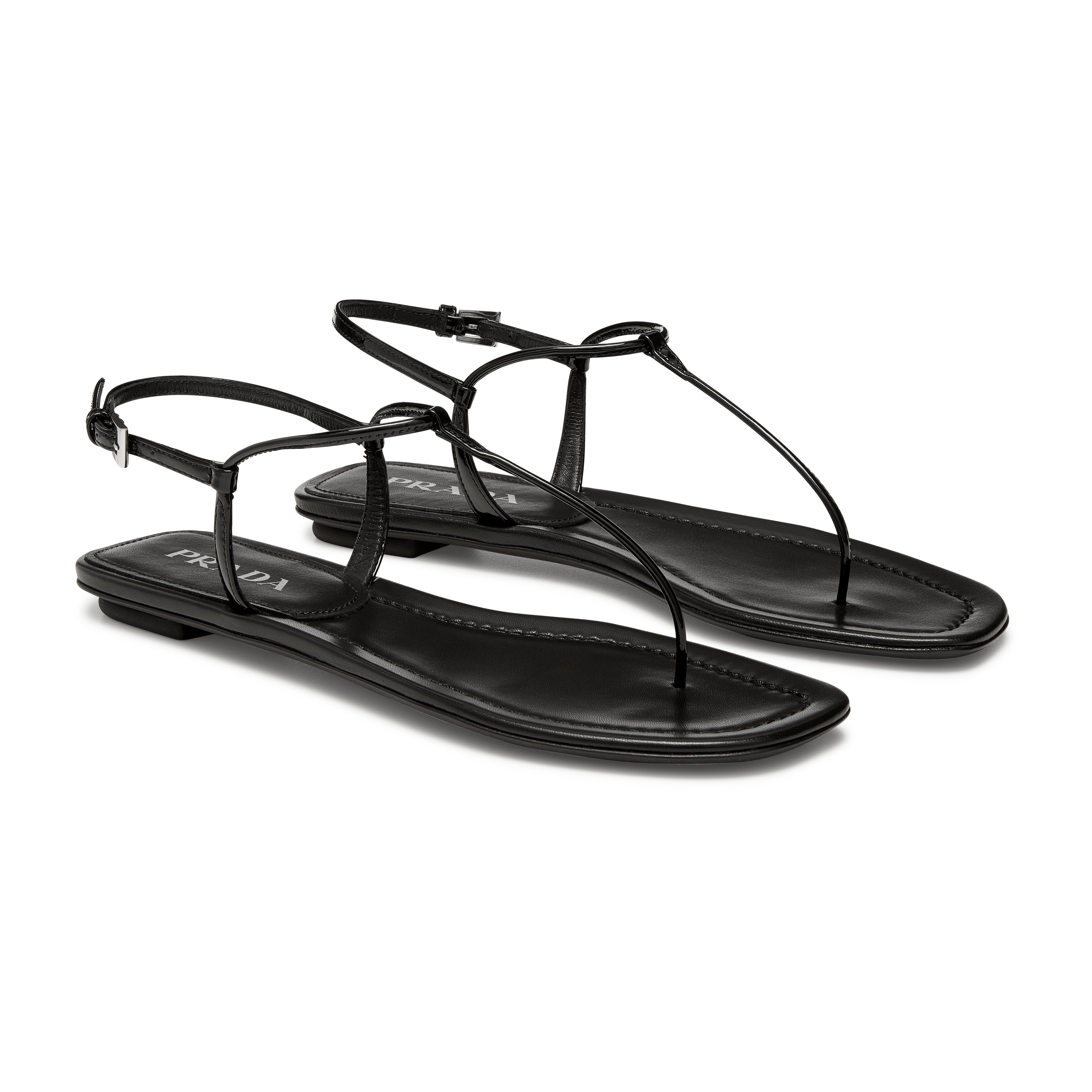 Prada Women s Patent Leather Thong Sandals Black DSMNY E SHOP