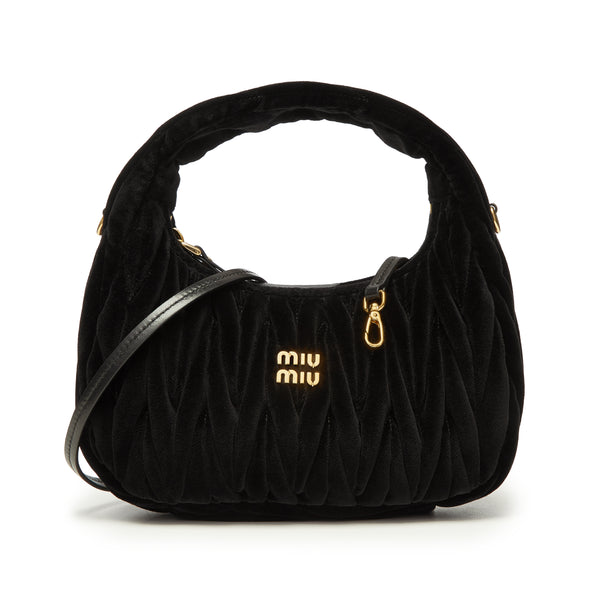Miu Miu - Women's Wander Matelassé Nappa Leather Hobo Bag - (Black)