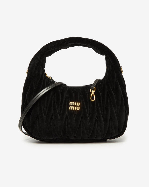 Miu Miu - Women's Wander Matelassé Nappa Leather Hobo Bag - (Black)