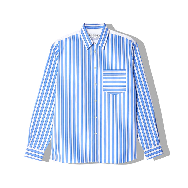 JW Anderson - Men's Classic Fit Patchwork Shirt - (Blue/White)