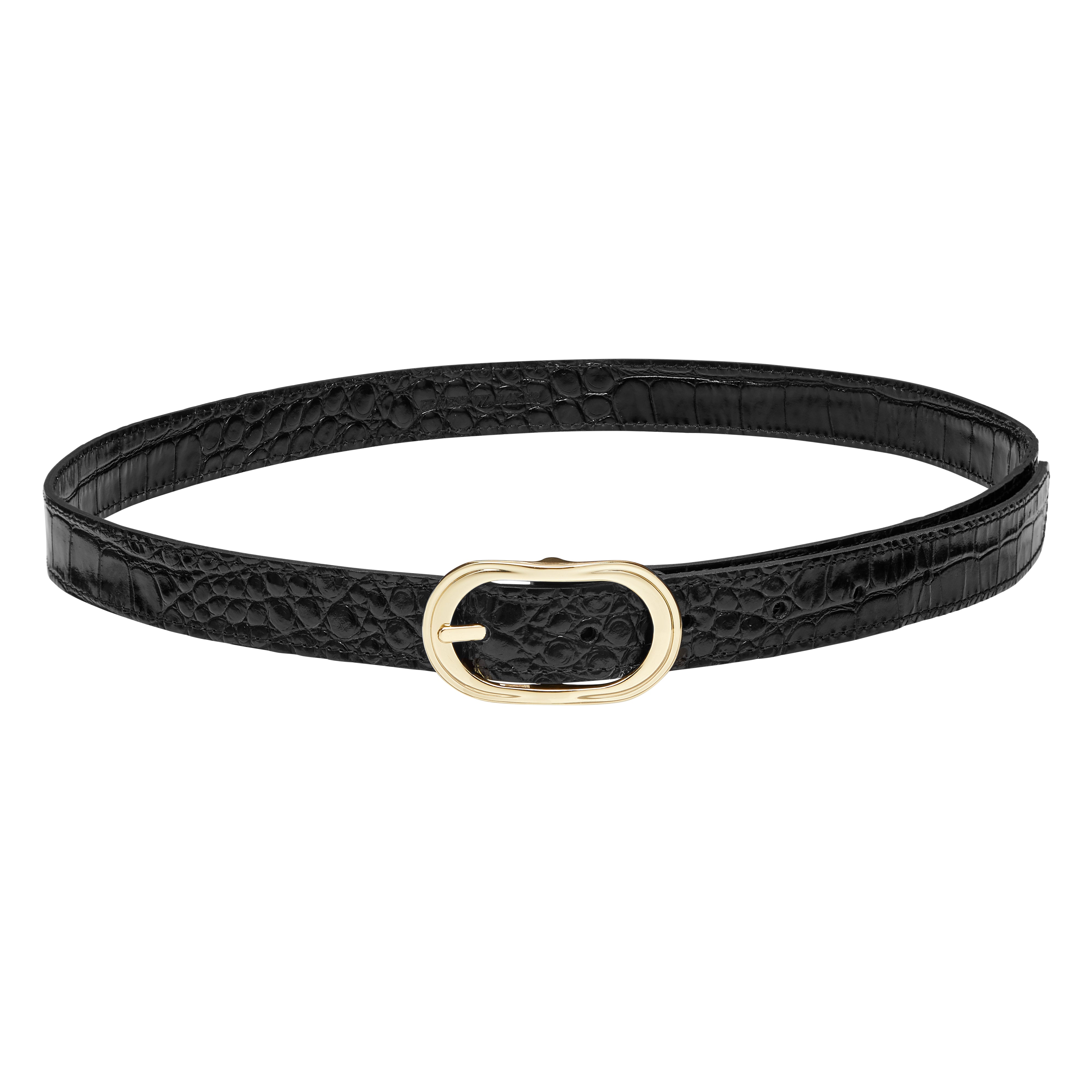 Ernest W. Baker - Men's Gold Buckle Belt - (Black)