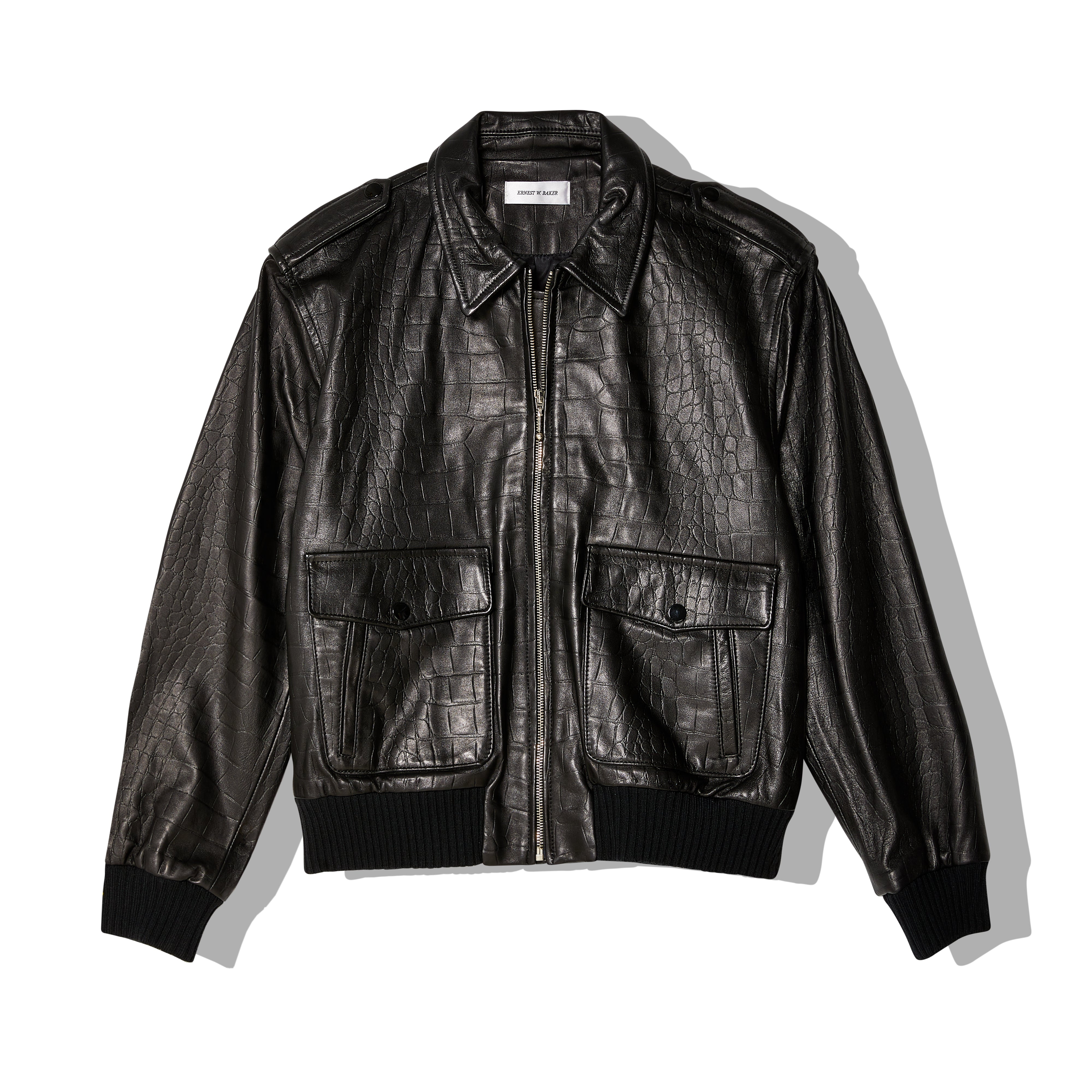 Ernest W. Baker - Men's Leather 80s Bomber - (Black)