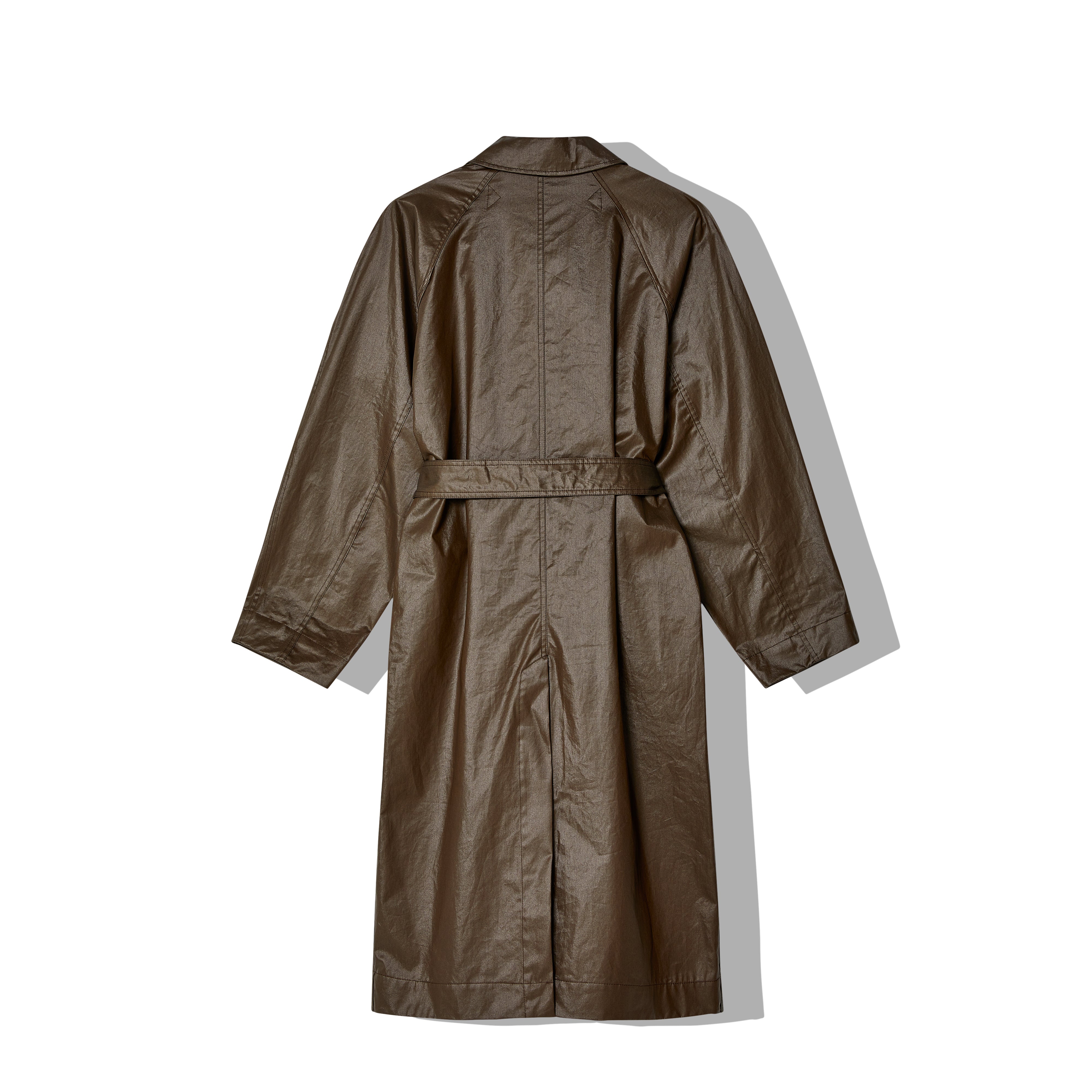 Belted Cotton Long Raincoat