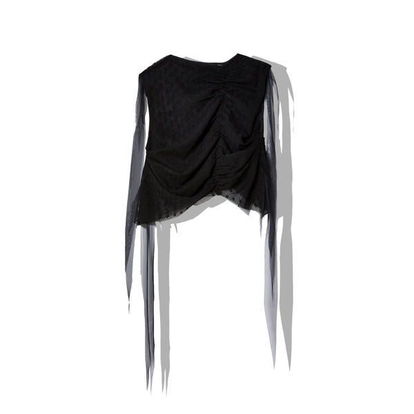Pauline Dujancourt - Women's Lace Tulle Feathers Top - (Black)
