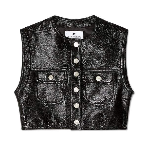 COURRÈGES - Women's Multiflex Vinyl Cropped Vest - (Black)