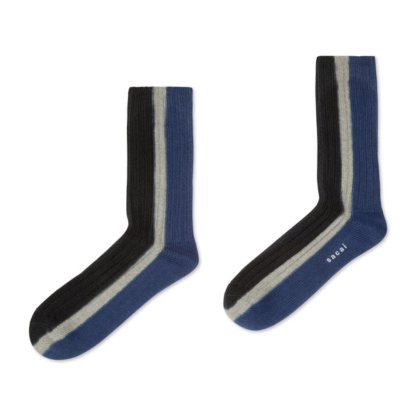 Sacai - Vertical Dye Socks - (Black/Navy)