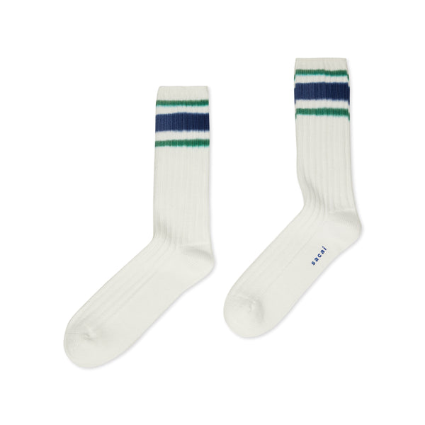 Sacai - Line Dye Socks - (Green/Navy)
