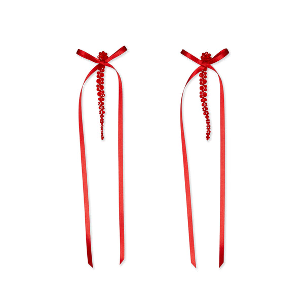 Simone Rocha - Women’s Bow Ribbon Drip Earring - (Red)