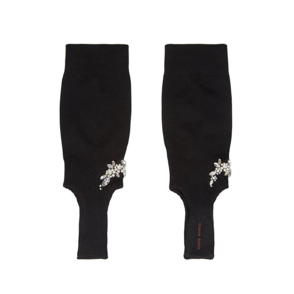 Simone Rocha - Women's Cluster Flower Stirrup Socks - (Black/Pearl)