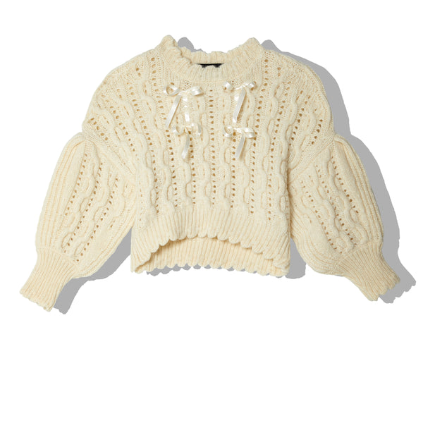 Simone Rocha - Women's Lace Stitch Ribbon Sweater - (Cream)