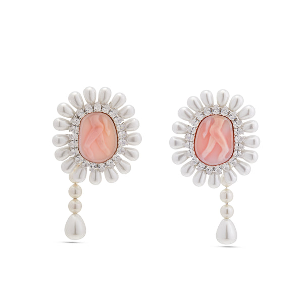 ShuShu/Tong - Women's Maiden Pearl Tassel Earrings - (Pink)