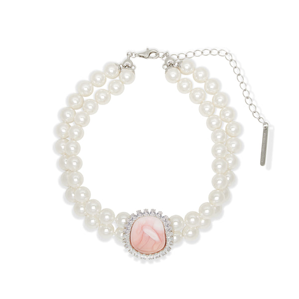 ShuShu/Tong - Women's Double-Layer Pearl Chain - (Pink)
