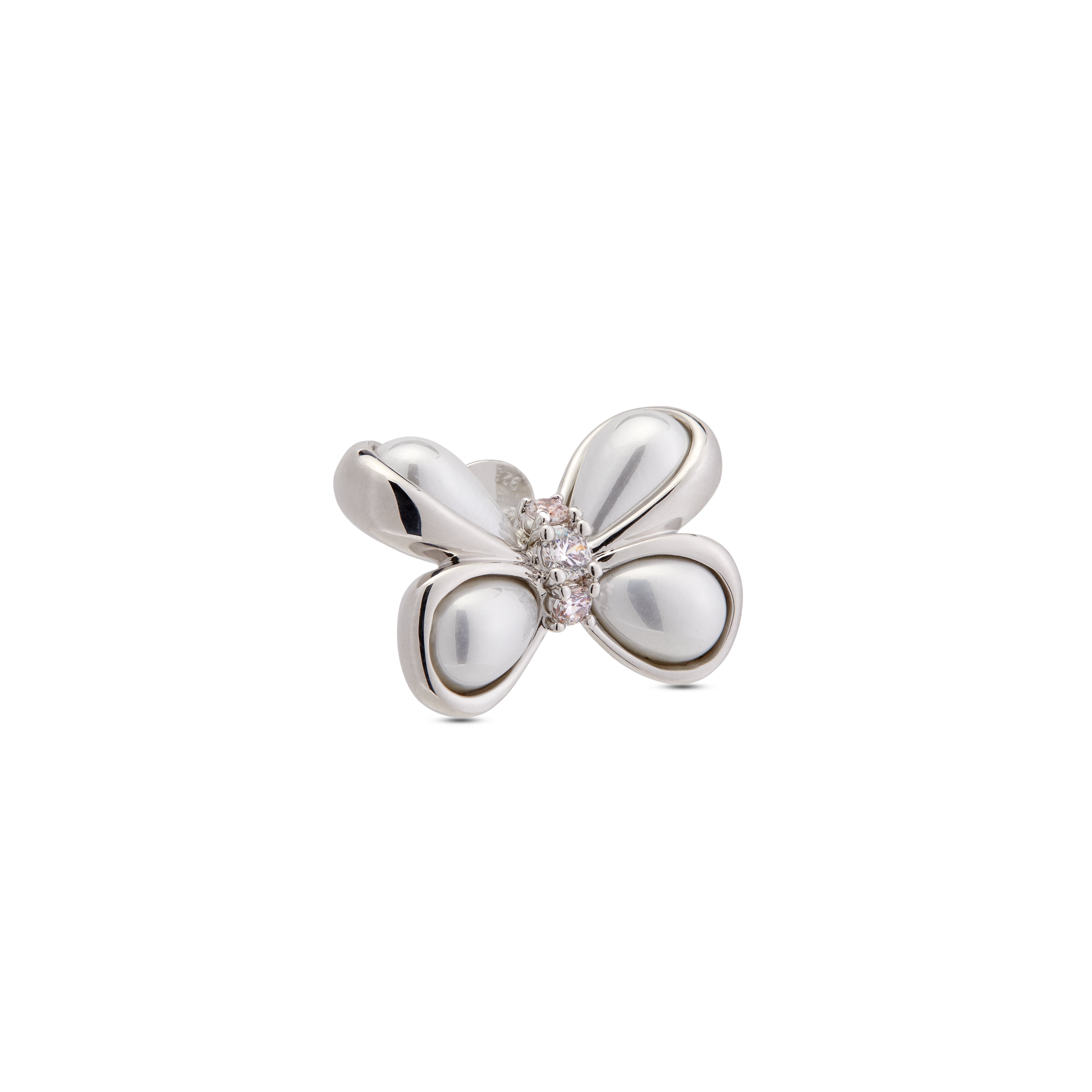 ShuShu/Tong - Women's Butterfly Flower Pearl Studs - (White)