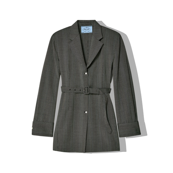 Prada - Women's Single-breasted Pinstripe Wool Jacket - (Grey)