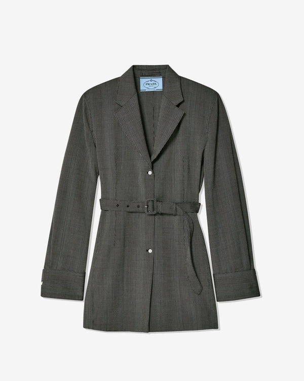 Prada - Women's Single-Breasted Pinstripe Wool Jacket - (Grey)