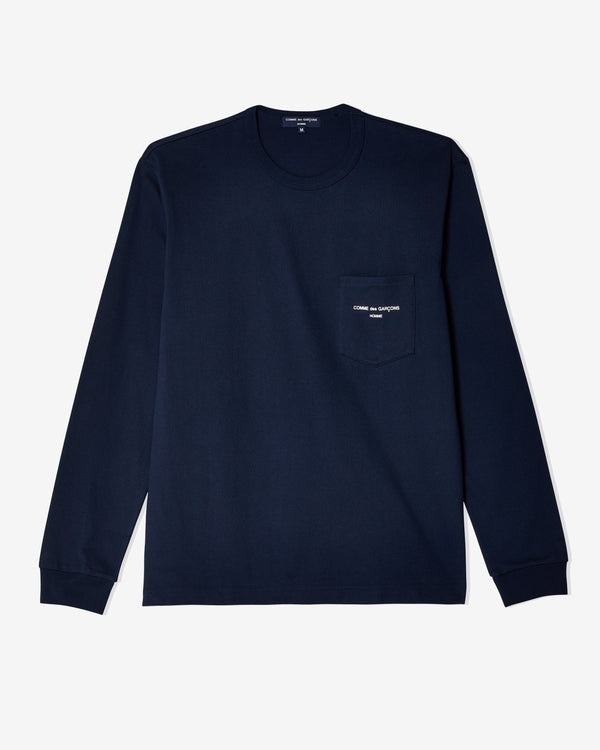 Comme des Garçons Homme - Men's Long Sleeve Logo Tee - (Navy)