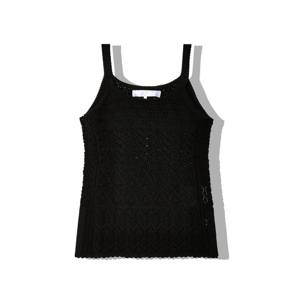 Tao - Women's Cotton Lace Crochet Vest - (Black)