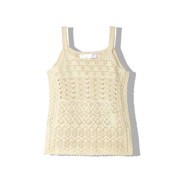 Tao - Women's Cotton Lace Crochet Vest - (Off White)