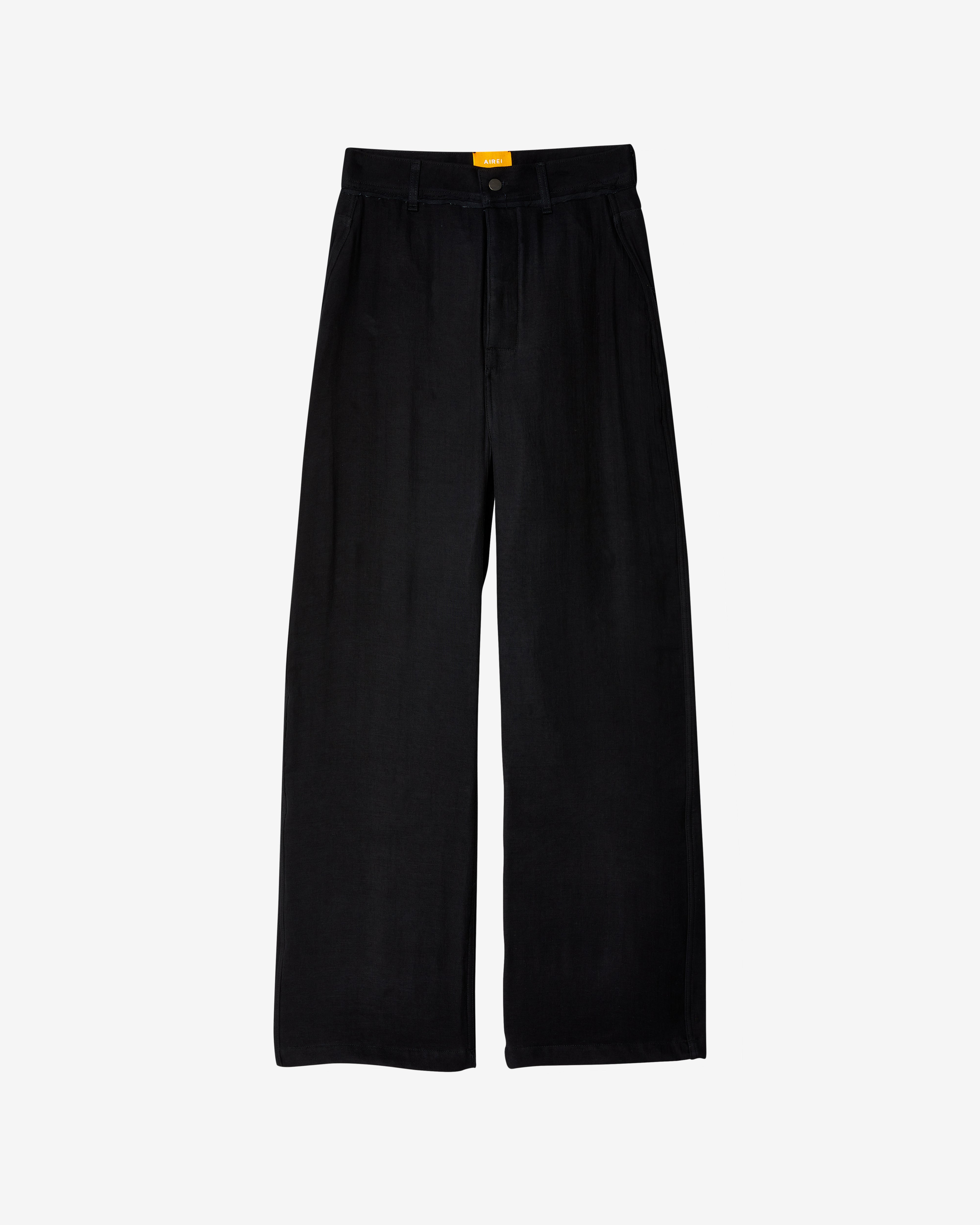 Airei: Men's Gauze Big Fit Denim Trousers (Black) | DSMNY E-SHOP