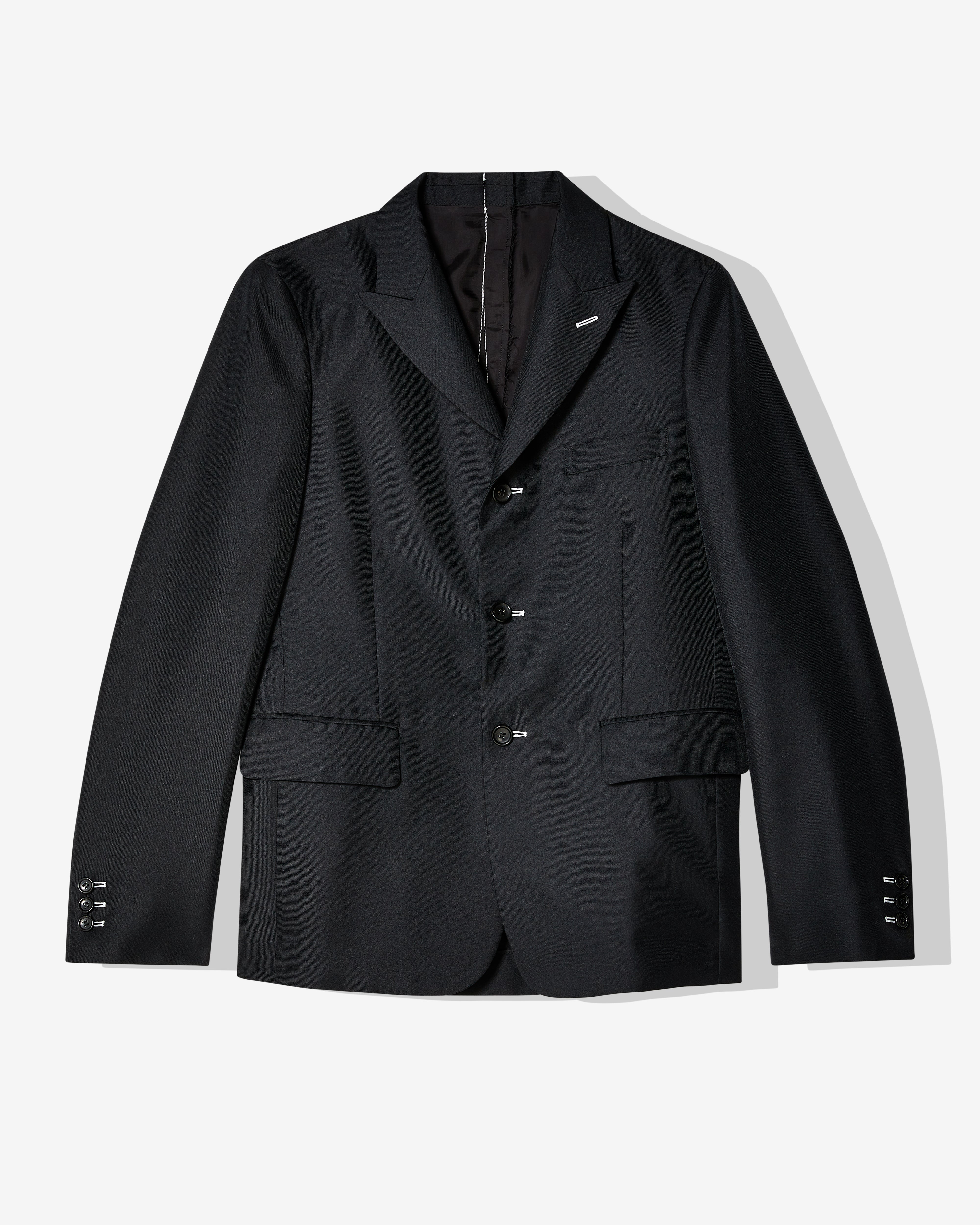 Black Comme Des Garçons cut-out detailed biker jacket