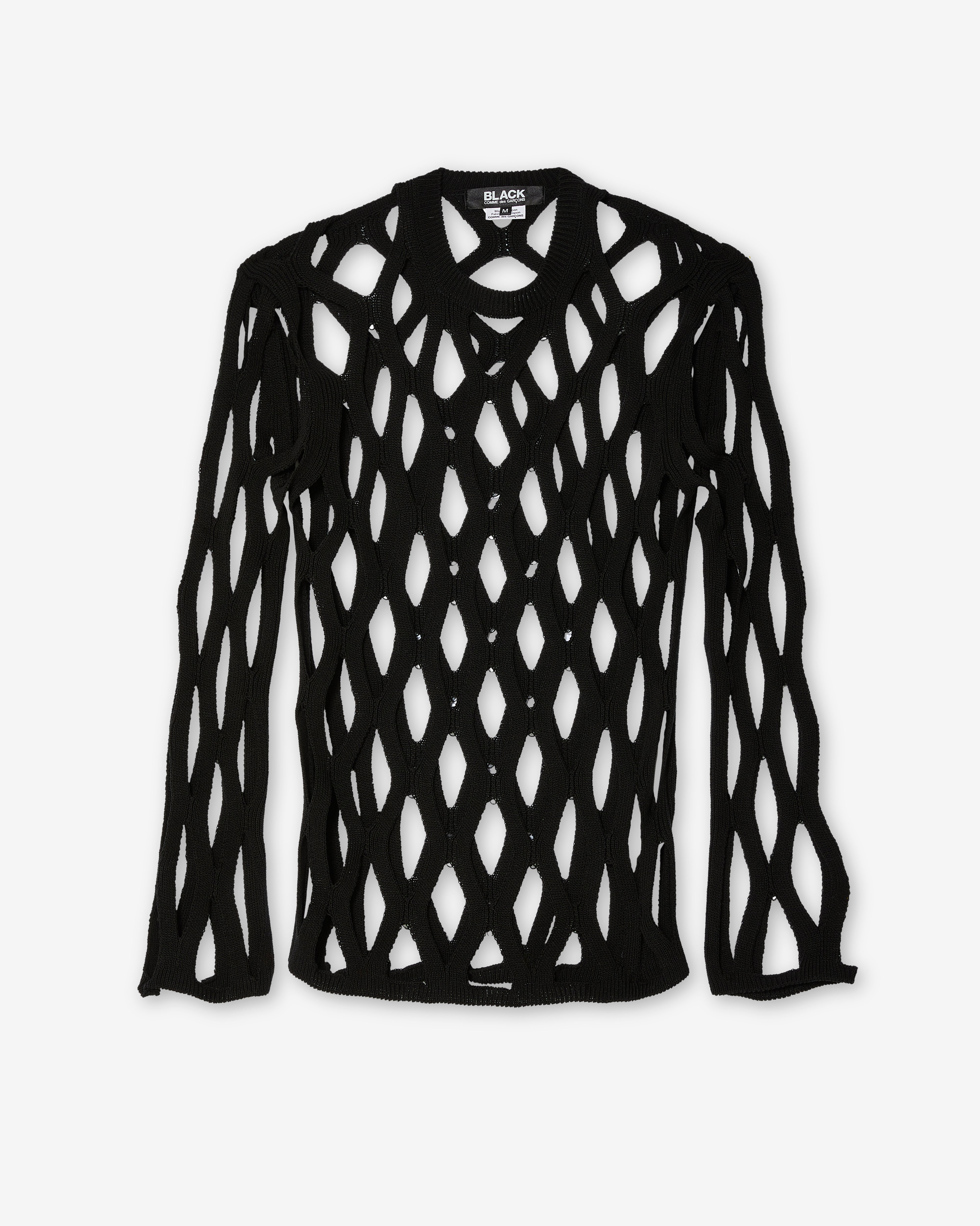 BLACK COMME DES GARÇONS: Open-Knit Sweater (Black) | DSMNY E-SHOP