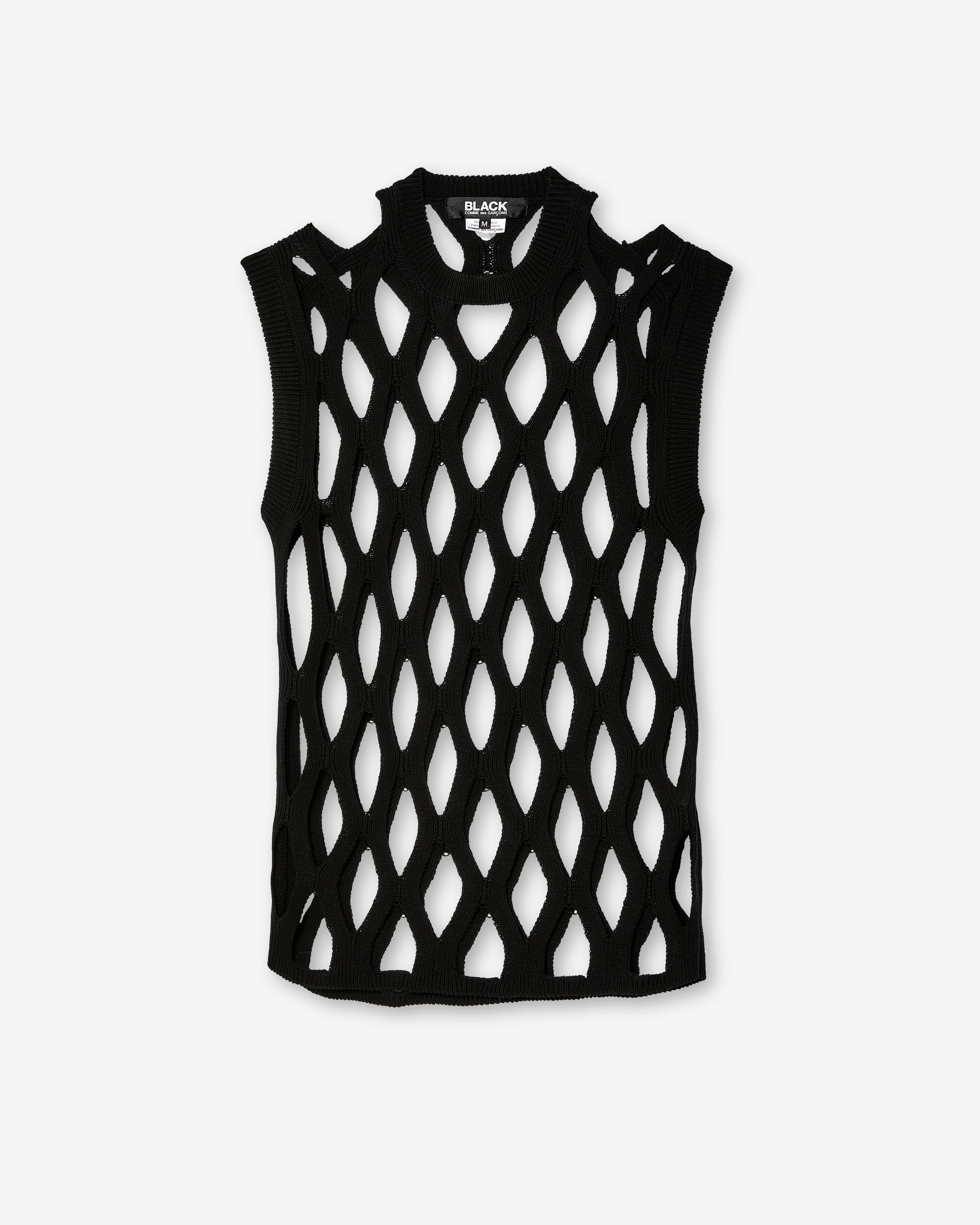 BLACK COMME DES GARÇONS: Open-Knit Sweater Vest (Black