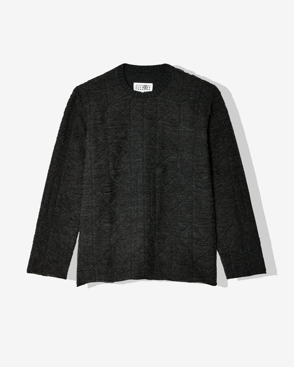 MM6 Maison Margiela - Men's Distressed Crewneck Sweater - (Dark Grey)