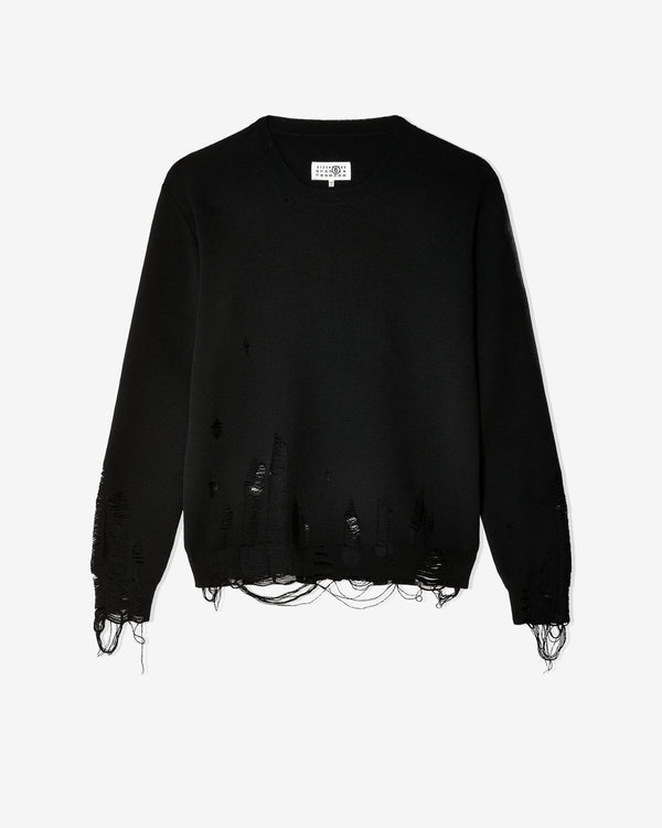 MM6 Maison Margiela - Men's Distressed Crewneck - (Black)