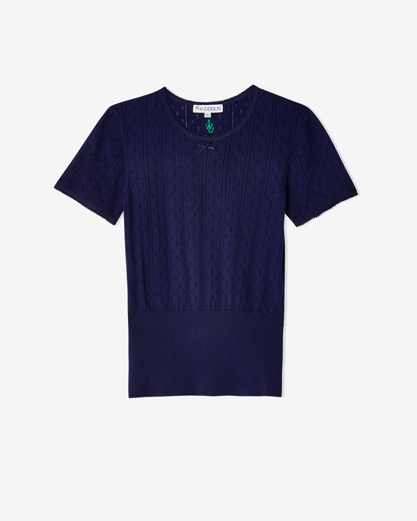 JW Anderson - Women's Pointelle Cap Sleeve Top - (Navy)