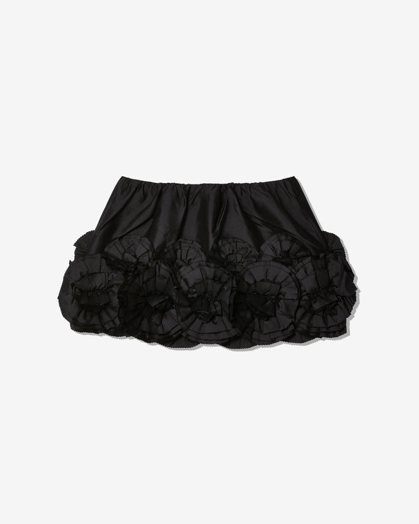 Shushu/Tong - Women's Floral Embellished Fluffy Skirt - (Black)