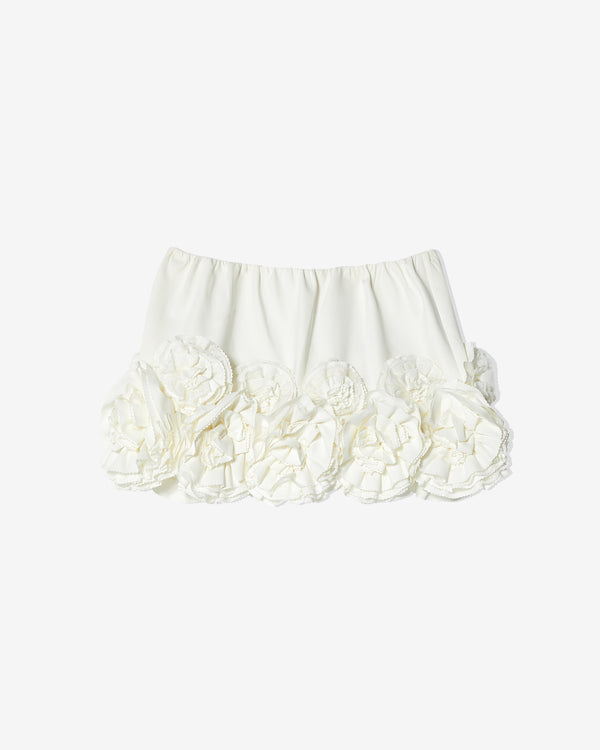 ShuShu/Tong - Women's Floral Embellished Fluffy Skirt - (White)