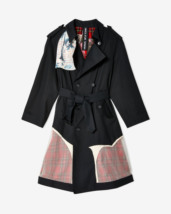 Carolina Sarria - Women's Plaid Trench Coat - (Black/Red)