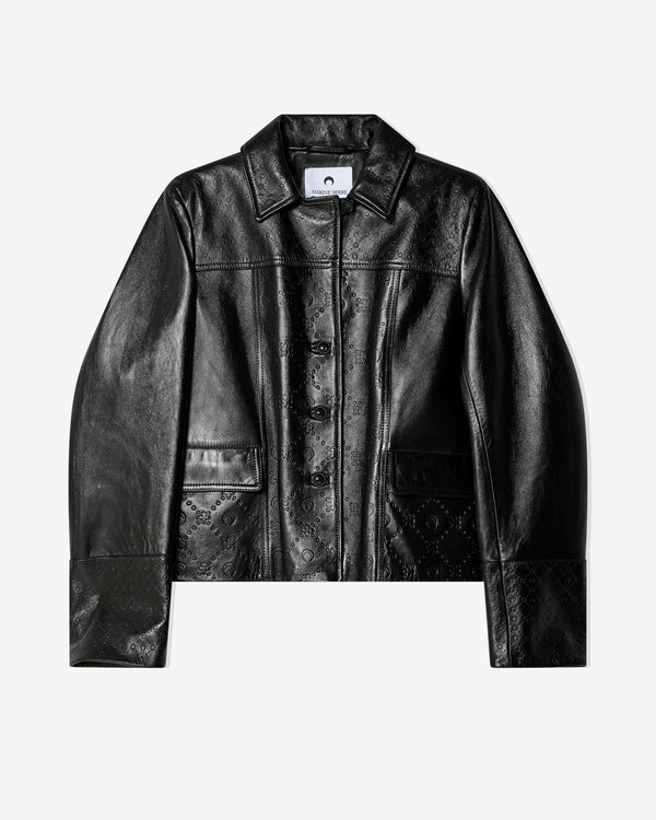 Marine Serre - Women's Moonogram Embossed Leather Boxy Jacket - (Black)