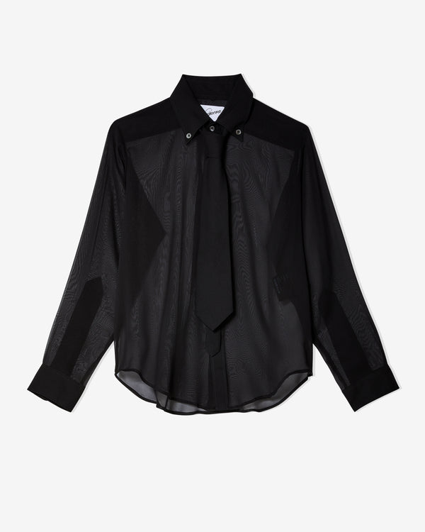 Vaquera - Women's Button Down Tie Chiffon Shirt - (Black)