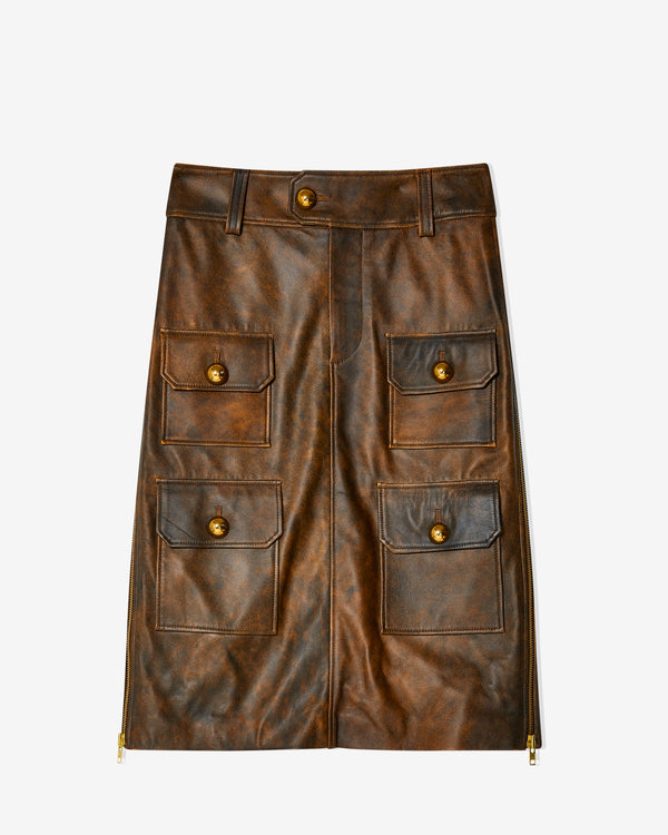 Vaquera - Women's Leather Skirt - (Brown)