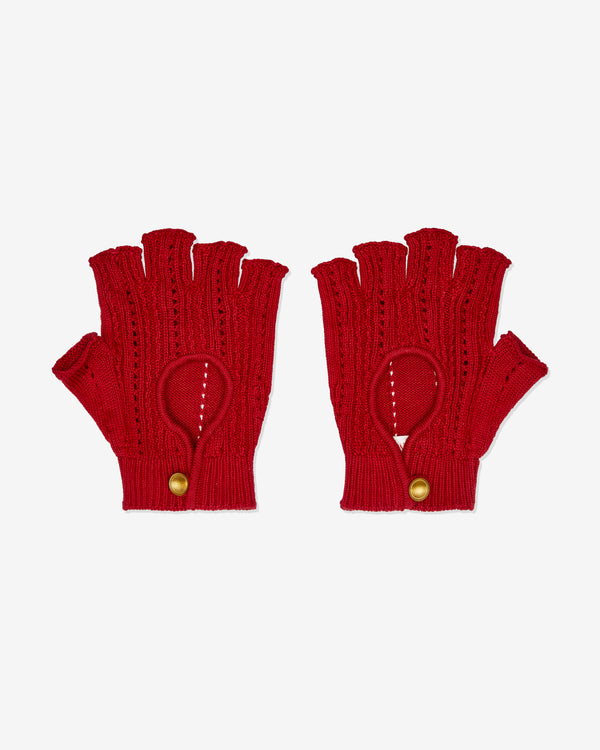 Valentino - Men's Fingerless Knitted Gloves - (Red)