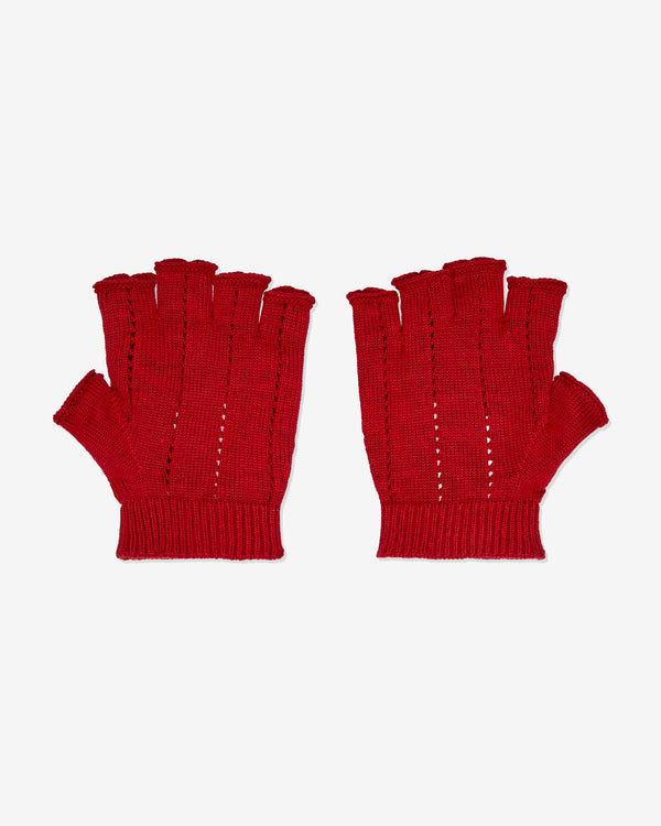 Valentino - Men's Fingerless Knitted Gloves - (Red)