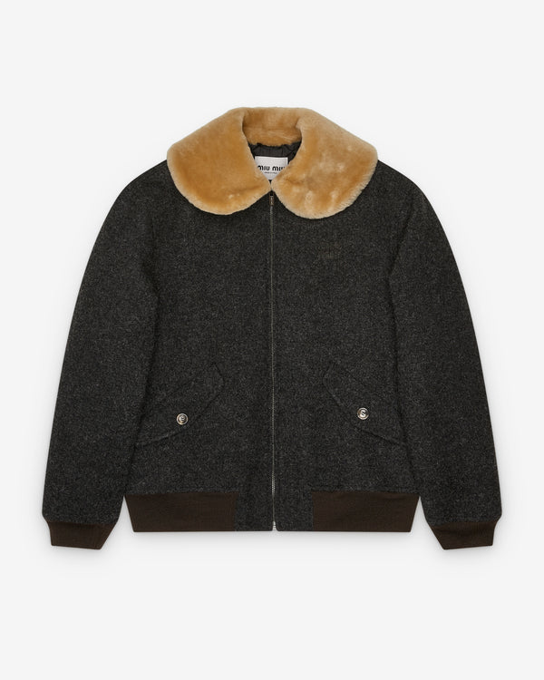 Miu Miu - Women's Fur Collar Jacket - (Anthracite)