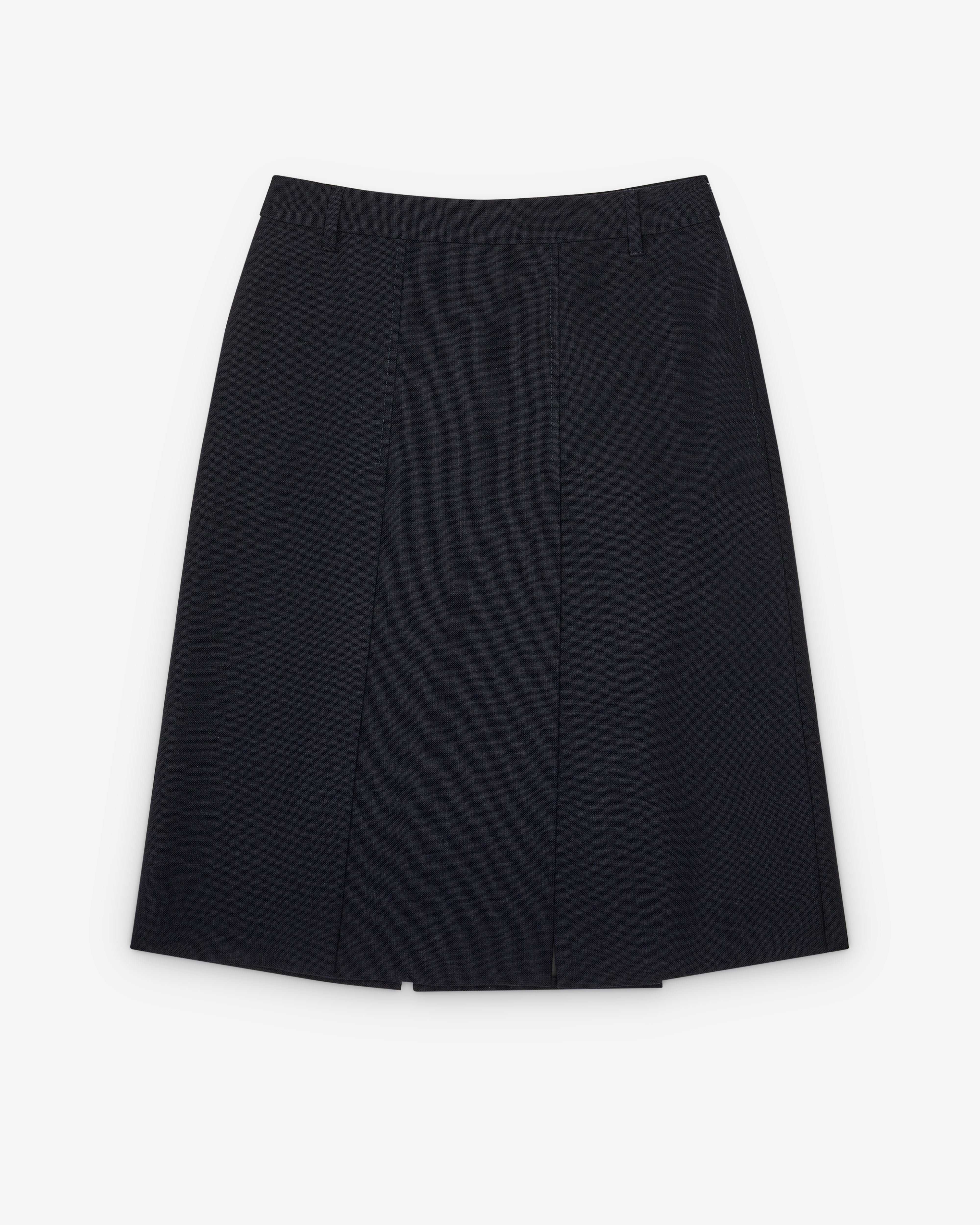 PRADA 紺色スカート 中古・古着通販】PRADA (プラダ) ウールシルクステッチスカート