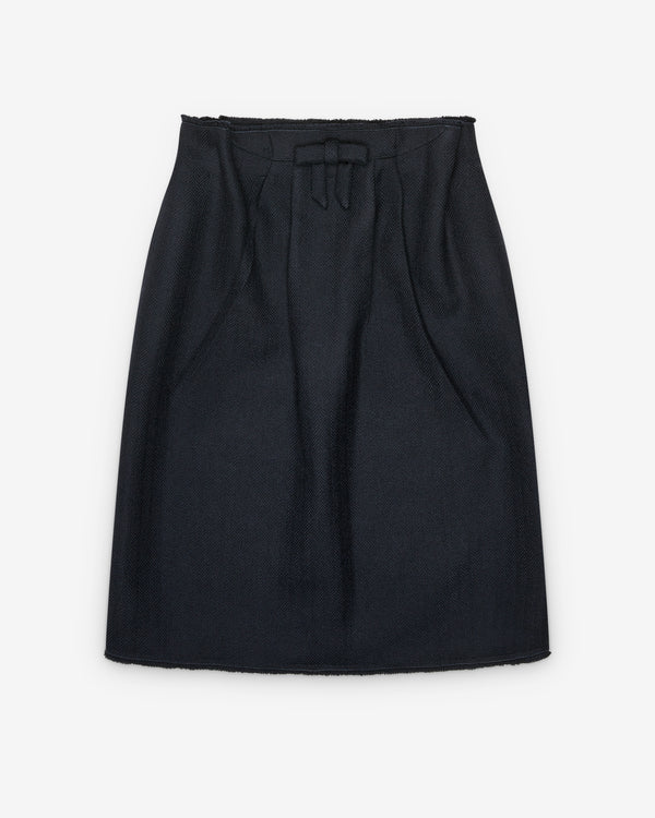 Prada - Women's Chevron Wool Midi Skirt - (Navy)