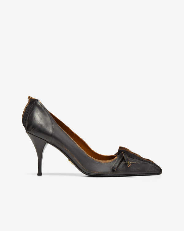 Prada - Women's Antiqued Leather Pumps - (Black)