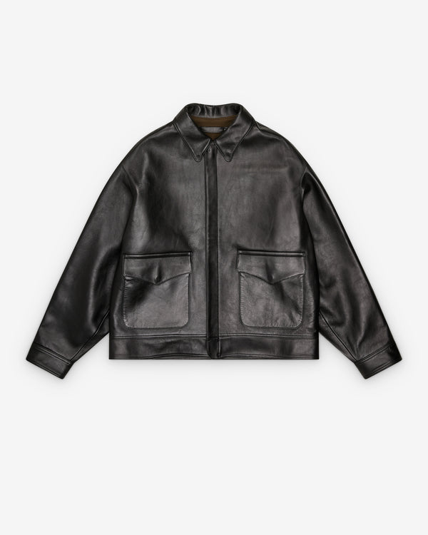 A.Presse - Men's Leather Type A2 Flight Jacket - (Black)