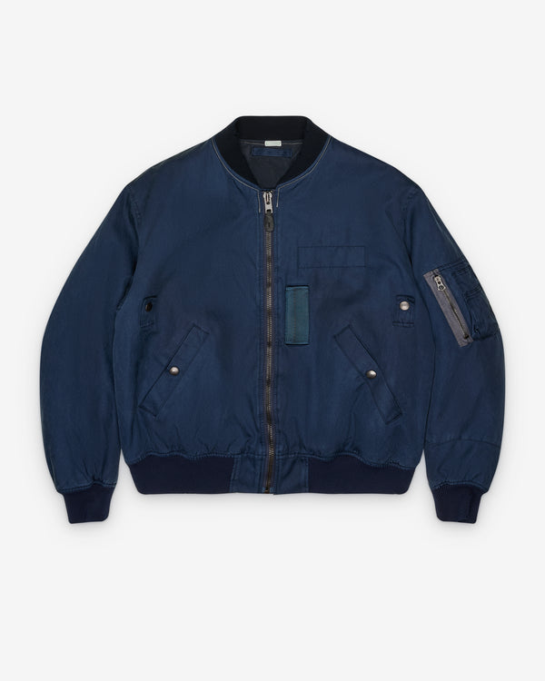 A.Presse - Men's Vintage Silk Flight Jacket - (Navy)
