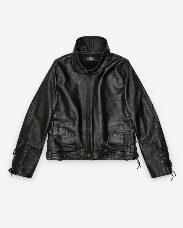 Hodakova - Women's Tight Leather Pants Jacket - (Black)